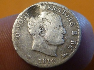 ITALIE NAPOLEON EMPEREUR 5 SOLDI (ARGENT) 1810 M RARE ! (CHOC)