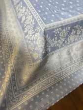 Marat Avignon French Jacquard Tablecloth Blue Floral Stripe 60 X 114 France