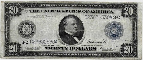 1914 CLEVELAND TWENTY DOLLAR$ PHILADELPHIA BANK FRN BLUE SEAL UNITED STATES NOTE