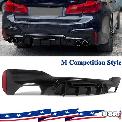 For 17-23 BMW G30 5 Series M Competition Style Gloss Black Rear Bumper Diffuser