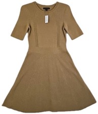 Banana Republic ~Woman Size 0~ Light Brown Knit SS Texture Dress Fit Flare NWT.