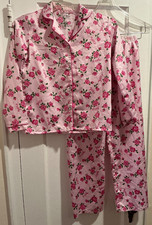 juicy couture pink satin pajama set with roses Girls Sz 7/8 NWOT