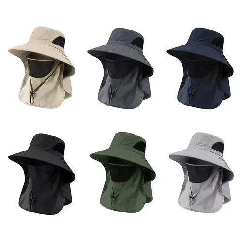Wide Brim Sun Hat UV Protection Bucket Cap For Hiking Camping Fishing Safari Men - Picture 1 of 20