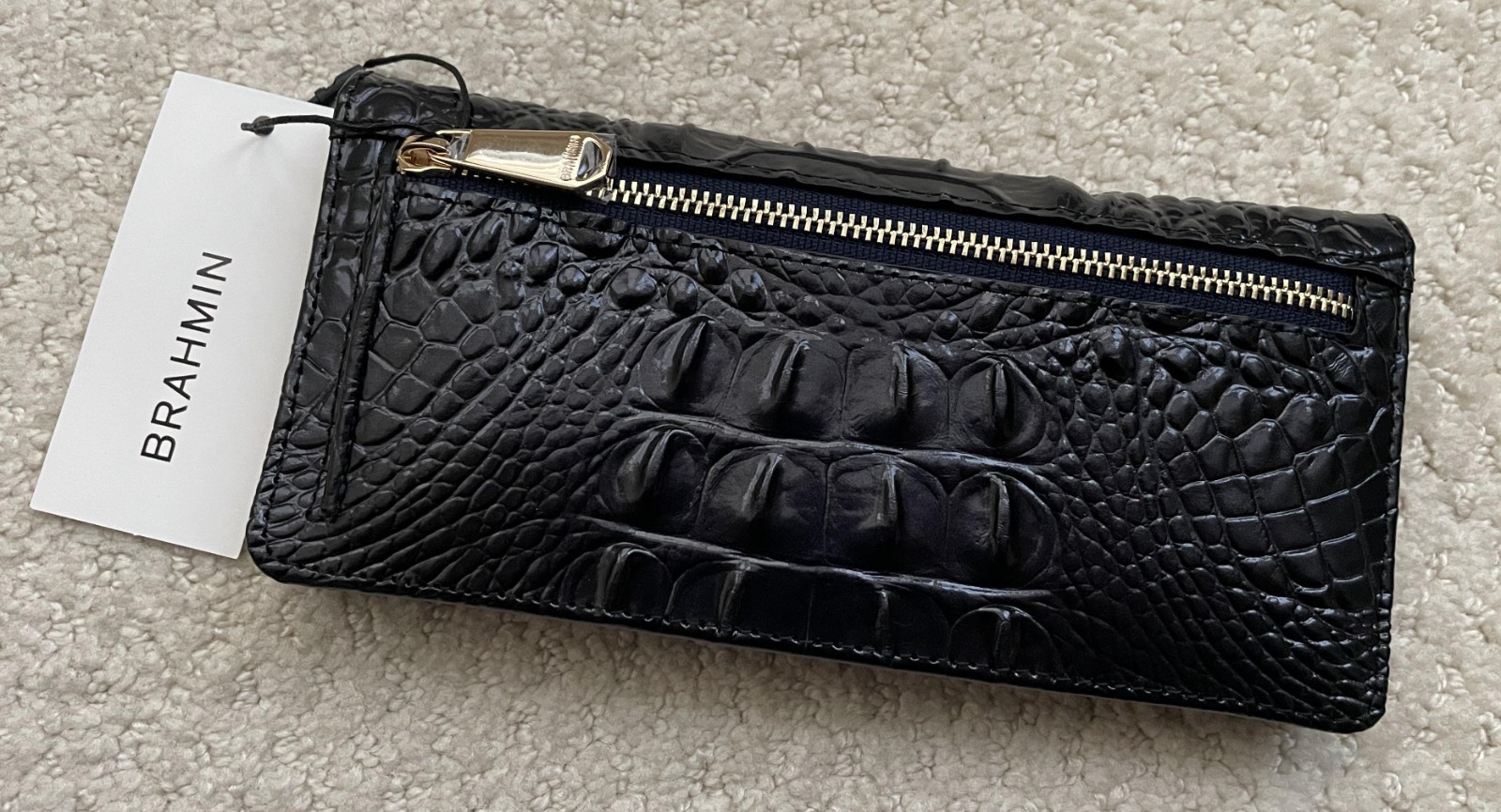 Brahmin Melbourne ADY Slim Bifold Wallet NIGHTFALL OMBRE Black Charcoal Gray NWT