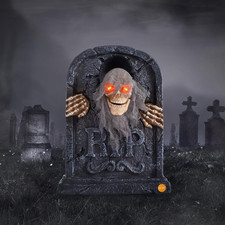 Halloween Animatronic Zombie Tombstone Animated Skeleton Decorations - Sensor Ac
