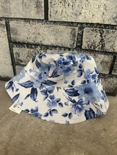 NWT - Janie  Jack Bucket Hat 2T-3 Blue Floral Print Swim Sun Preppy Beach Vacay