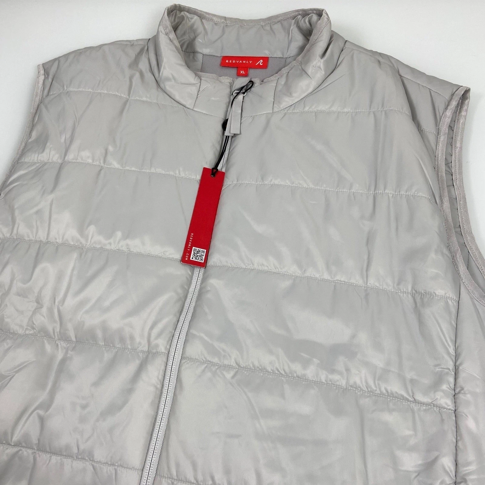REDVANLY Mens 2XL Gray Puffer Vest New Full Zip Quilted Golf Performane NEW