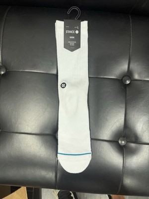 Stance Casual Crew Socks White Solid Combed Cotton Blend Men s Large 9-13 NWT
