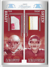 TOM BRADY/TRENT GREEN 2006 PLAYOFF PRESTIGE GAME-WORN PATCH CARD #6/25!