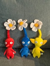 Authentic Vintage 2001 Pikmin Flower Set Of 3 Plush Toys - READ DESCRIPTION 