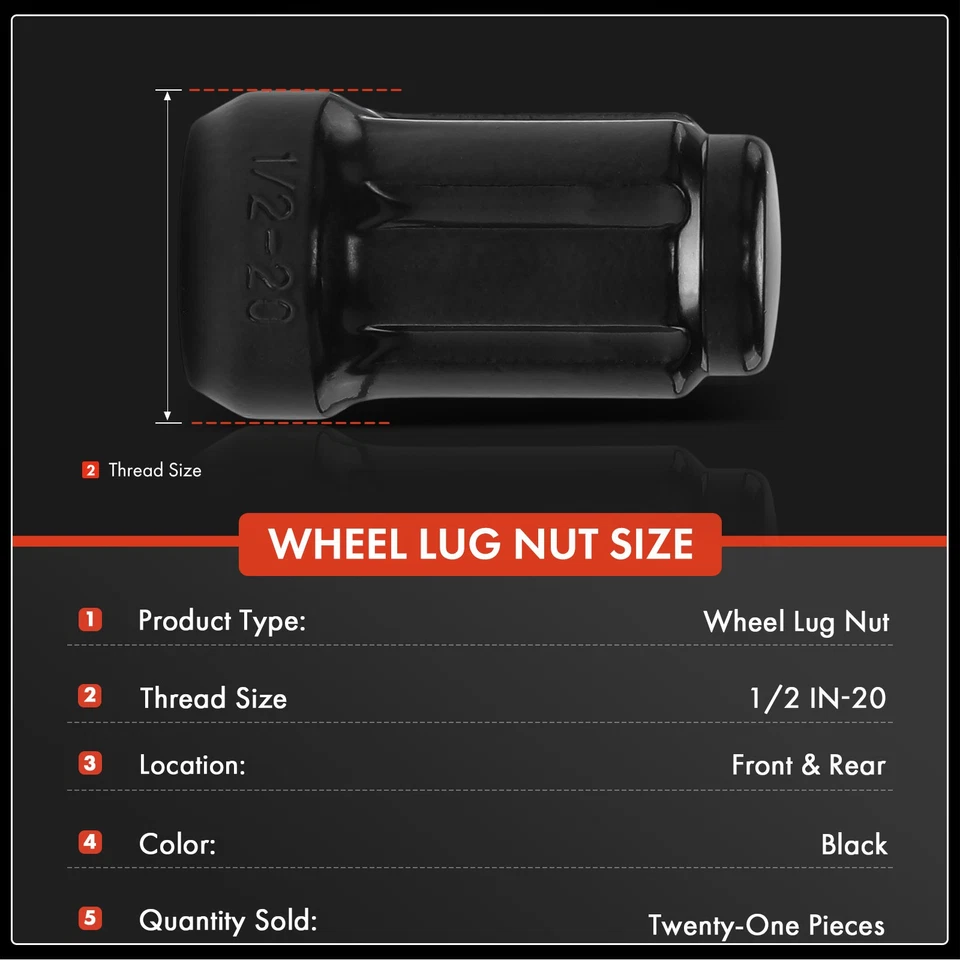 21 piezas tuercas de rueda delanteras y traseras 1/2 en 20 para Dodge Charger Challenger Lincoln Foto 2 de 4