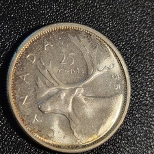 1955 Canada 25 Cents Silver Coin