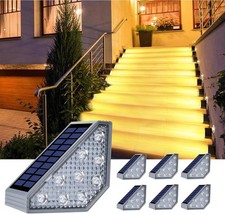 Solar Step Lights, 2 Pack Outdoor Stair Lights Warm White Solar Deck Lights IP67