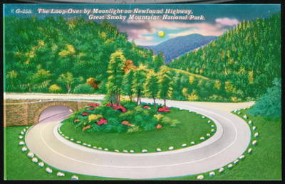 NEWFOUND GAP NC TN Hwy Loop-Over Moonlight Vtg Postcard