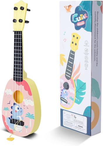 17 Inch Toddler Ukulele Guitar Toy for Kids - Mini Musical Instrument Pink