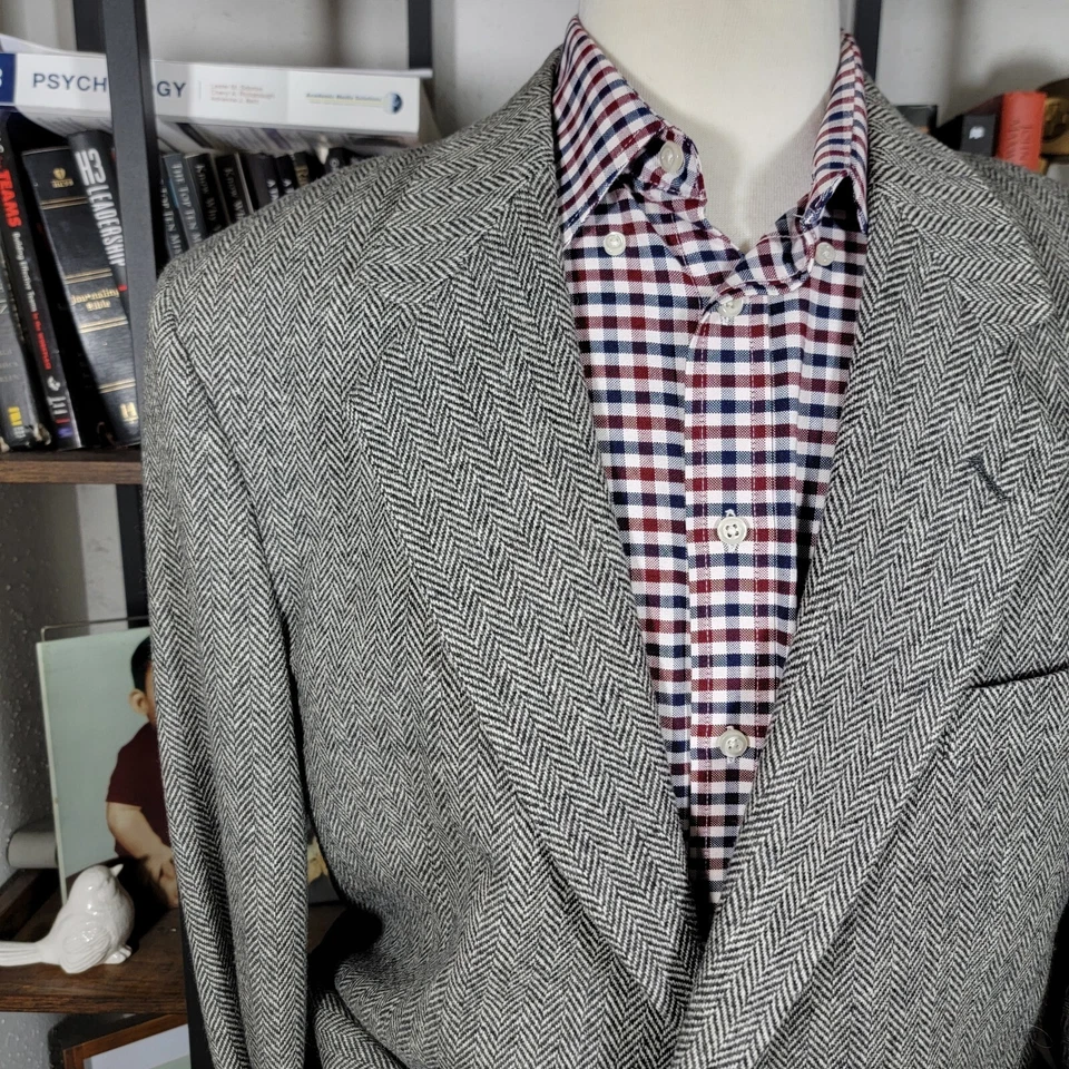 John Alexander Hartmarx Men's Tweed Sport Coat Blazer Two Button Herringbone 42R - Image 4 of 4
