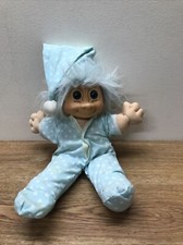 Russ Berrie Troll lot Light Blue Hair-polka dot pjs Plush Dolls