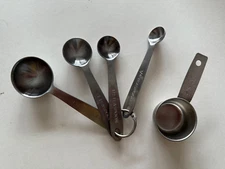 Measuring Spoons Set of 4 with 1/8 Cup Lightly Used Stainless Steel