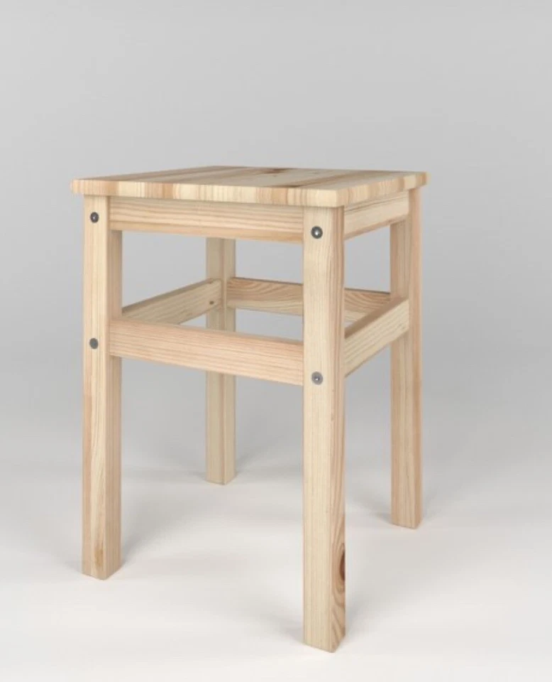 IKEA Oddvar Home Solid Pine Stool 45cm Tall Durable Wooden Stool Natural Pine - Image 2 of 4