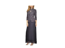 Alex Evenings Women  s Size 6P Long Dress WITHOUT Mandarin Neckline Jacket 20-92