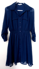 G Collection Dress Long Sleeve Collared Buttons Open Front Lined Sheer Size PS 