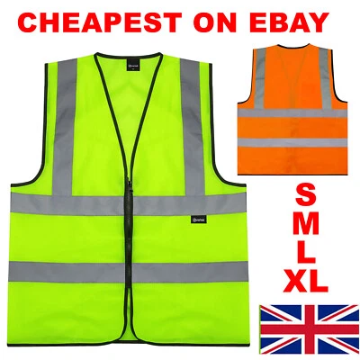 Hi Viz Vest High Vis Safety | YELLOW ORANGE | EN471 Waistcoat Visibility Jacket