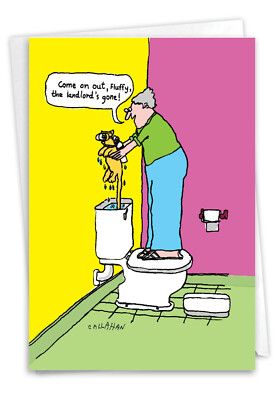 1 Funny Birthday Card with Envelope - Hiding Cat C6189BDG