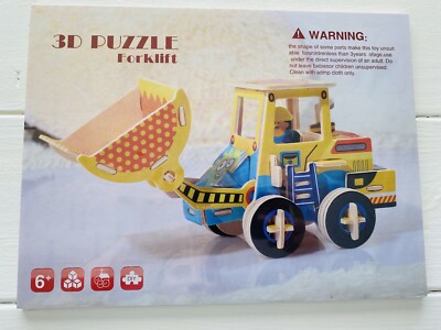 STEM 3D Wood Forklift Jigsaw Puzzle Building Set