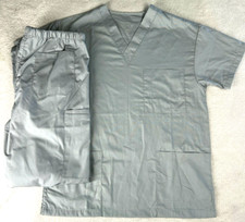 Allheart Basics Scrubs Set Size Small Top and Bottom Gray Short Sleeve