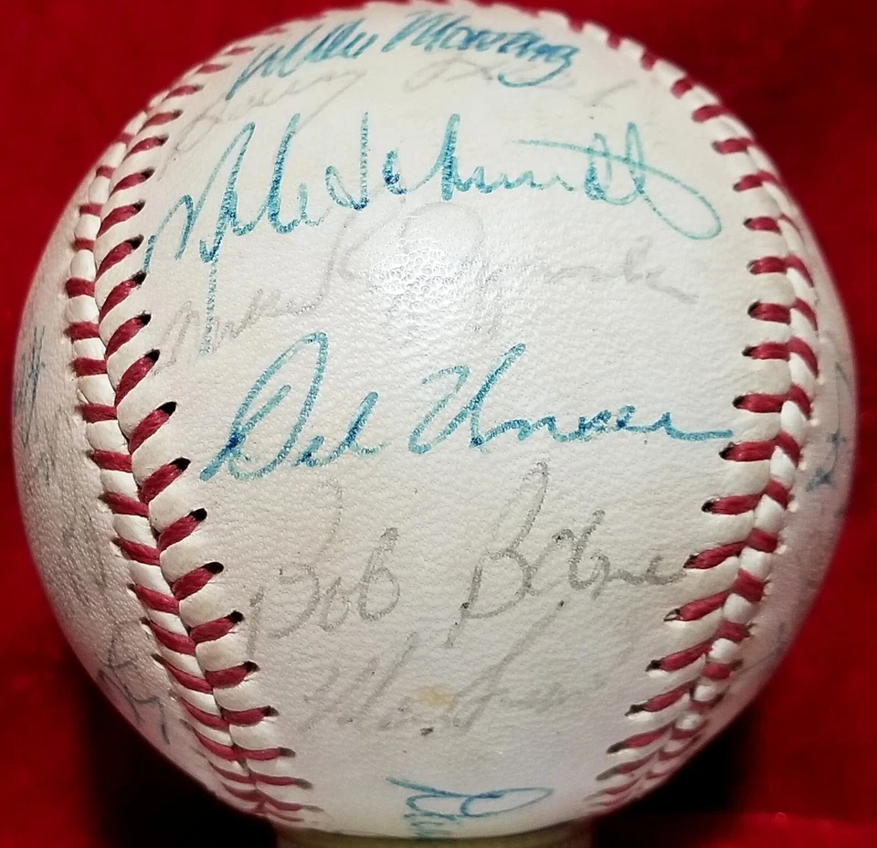 1973 Philadelphia Phillies Team Signed Ball MIKE SCHMIDT ROOKIE Era HOF vtg 70s - Image 2 of 4
