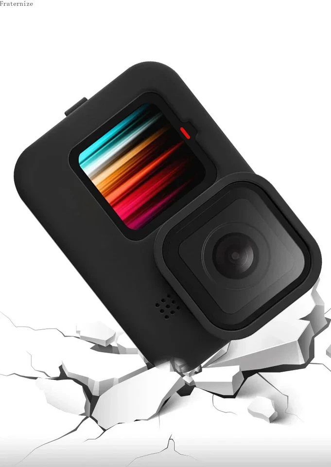 Black Silicone Case for GoPro Hero 12/11/10/9 Screen Protectors Lens Caps Kit - Image 4 of 4