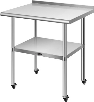 24 X 30 Inch Stainless Steel Work Table with Backsplash, Prep Commercial Table w