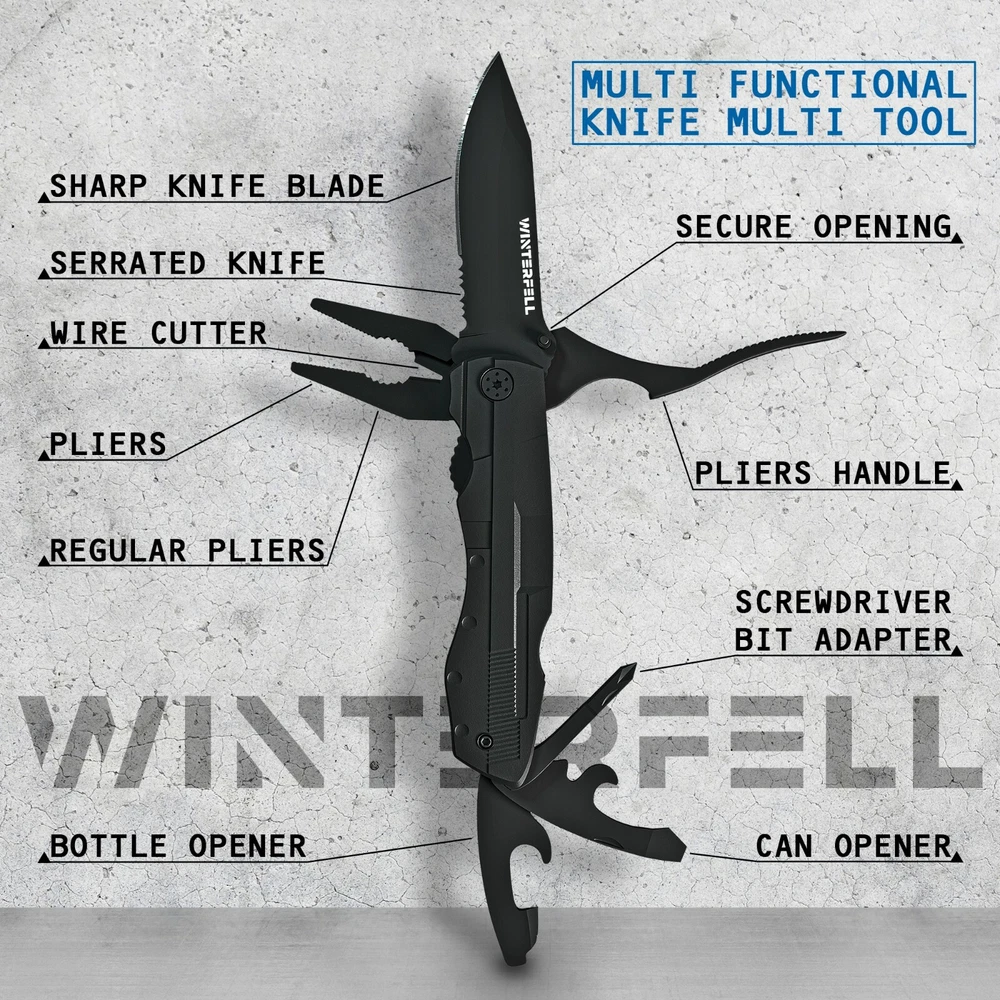 Multi tool Knife WINTERFELL Multipurpose Outdoor Folding Pocket Pliers Multitool