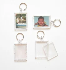 3 PHOTO FRAME KEYCHAINS KEY CHAIN CLEAR TRANSPARENT PICTURE FRAME
