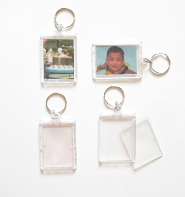 72 NEW PHOTO FRAME KEYCHAINS KEY CHAIN CLEAR TRANSPARENT PICTURE