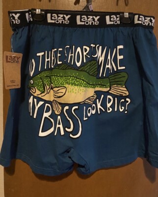 Small NEW Lazy One Boxers CHECK OUT MY BASS PJ Short Lounge FISH Pants Free Ship