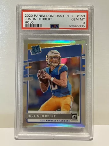 2020 Justin Herbert Donruss Optic Rated Rookie Holo Silver Prizm #153 PSA 10