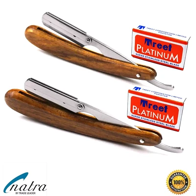 2 Holz Rasiermesser inkl. 2 packung Rasierklingen Rasierer Bart Mann Razor Rasur - Bild 1 von 4