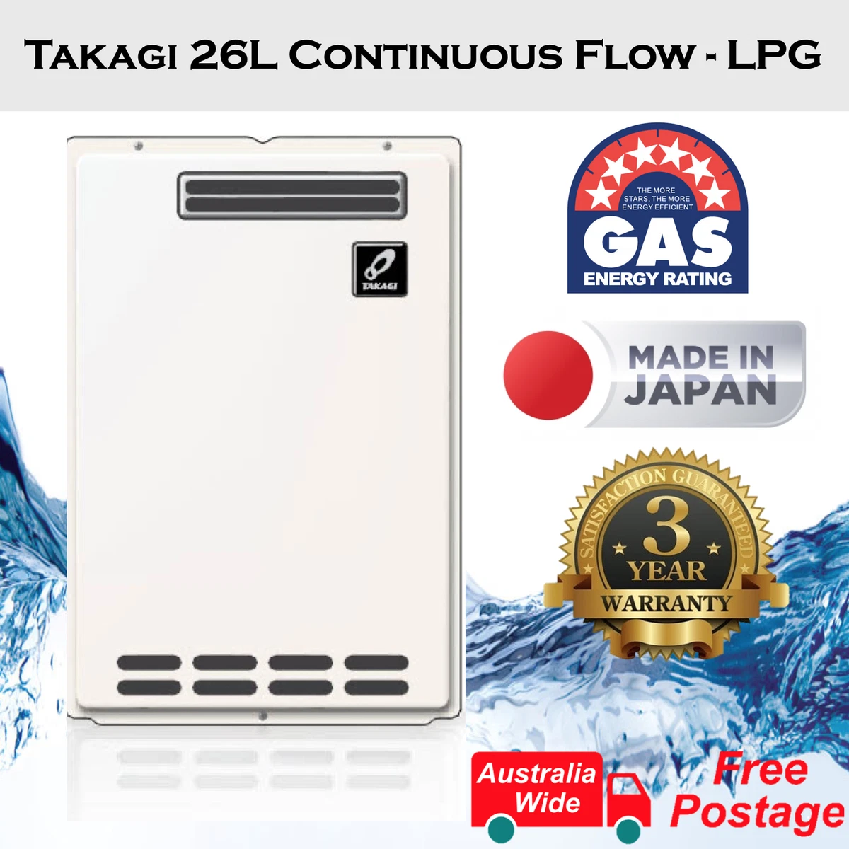 Takagi 26L Continuous Flow LPG Gas Hot Water Heater, Replace Rinnai Rheem  DUX | eBay