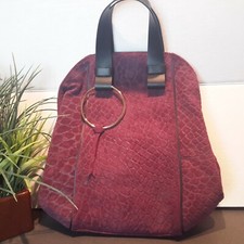 Ripani Burgandi Suede Croc Big Ring Medium Purse