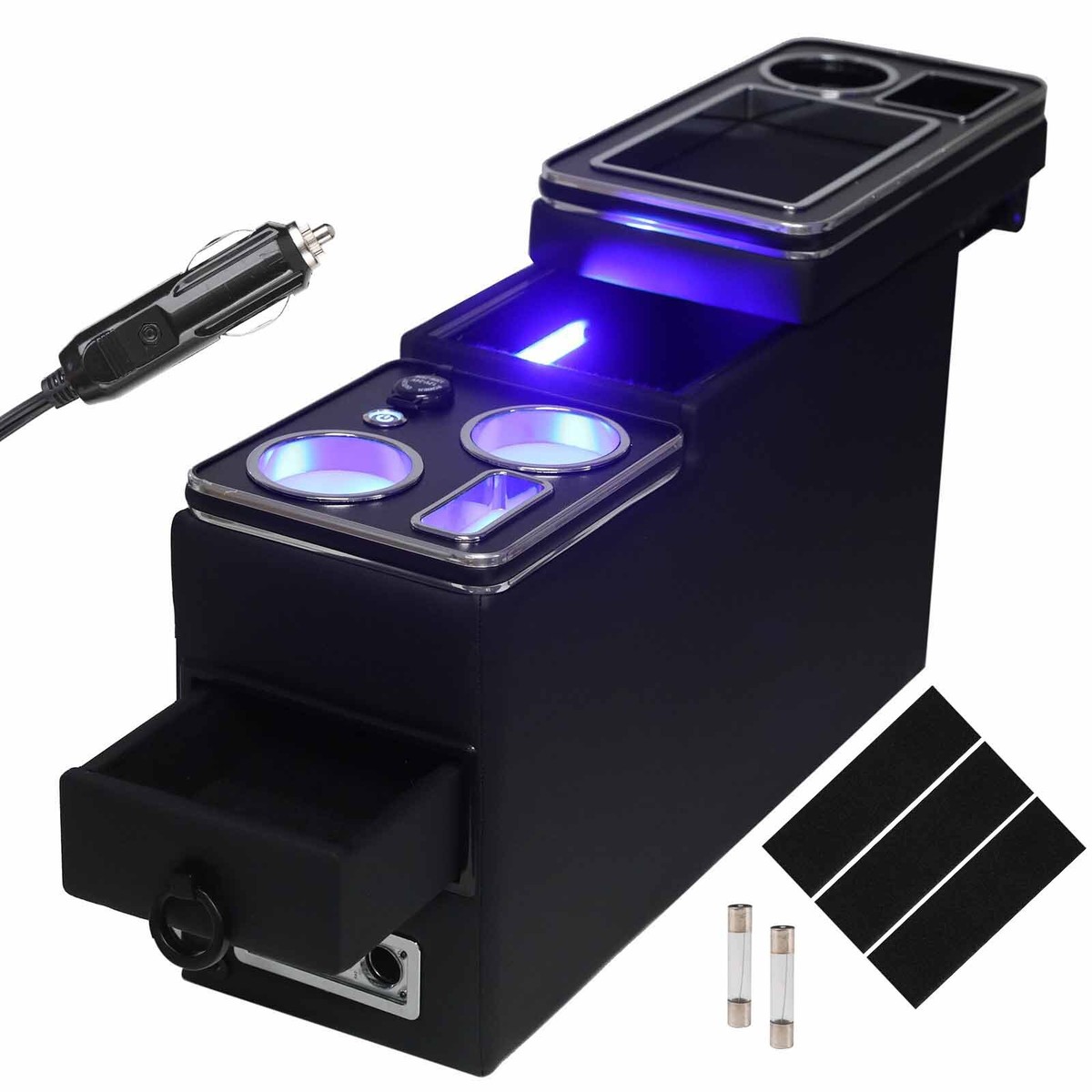 Mittelkonsole Schwarz Universell USB LED Passend Für VW T6.1