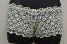 Ladies Valbonne Lace Shorts Briefs French Knickers Yellow / Cream Size Medium