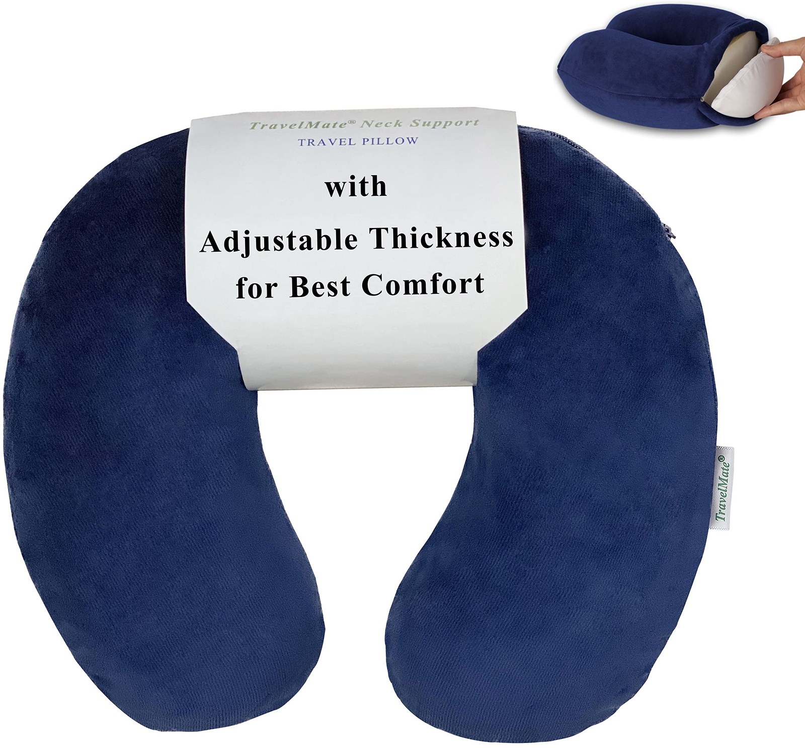 Adjustable Memory Foam Neck Pillow in Dark Blue for Ultimate Comfort