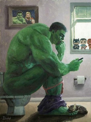 Hulk Splash by Bucket - 12x9 Bathroom Toilet Parody Wrapped Canvas Wall