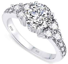 1.33ct 925 Silver Ladies Round Brilliant Cut Wedding Engagement Bridal Ring 
