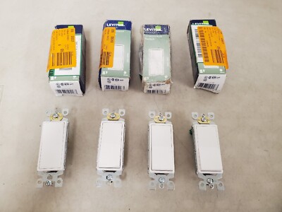 *LOT OF 4* Leviton (05601-2WS) Decora 15 Amp Single-Pole Switch, White