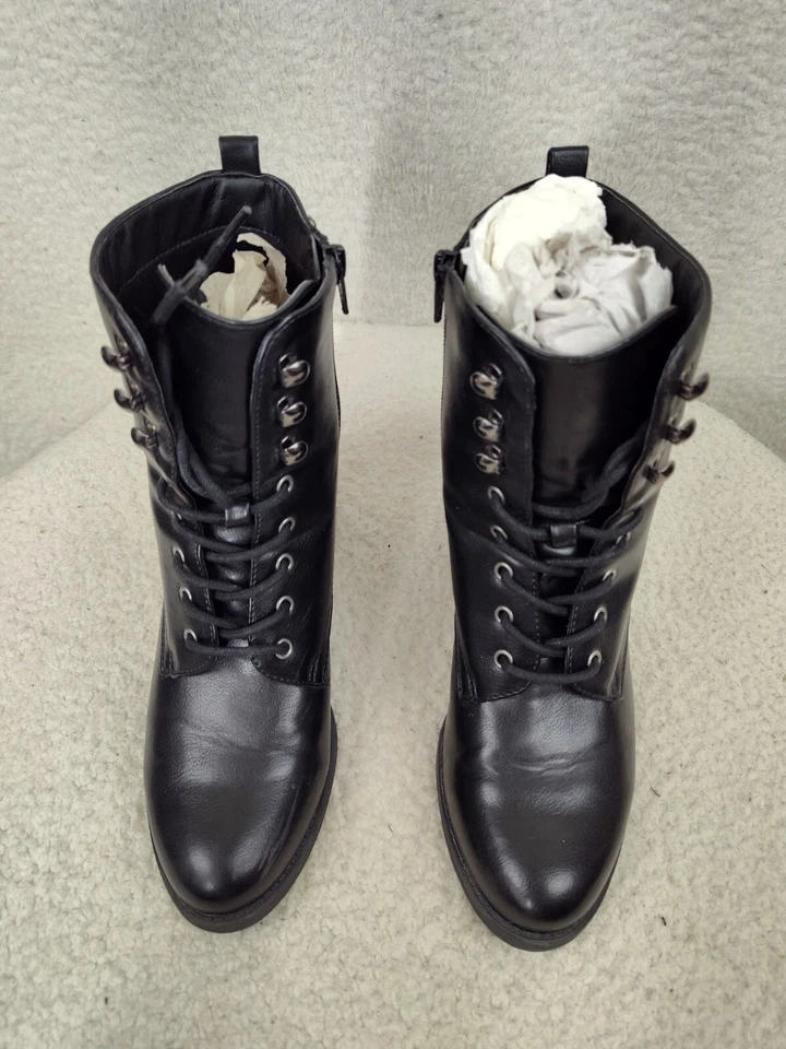 Sonoma товары для жизни женщин ботинки 9 М черный Pu кожи шнурует вверх боя ботинки обуви - Изображение 3 из 4