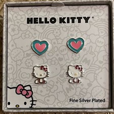 Hello Kitty Fine Silver Plated Earrings New In Box