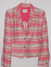 Loft Coral and Taupe Woven Unlined Blazer in Size 8. Gently Used.