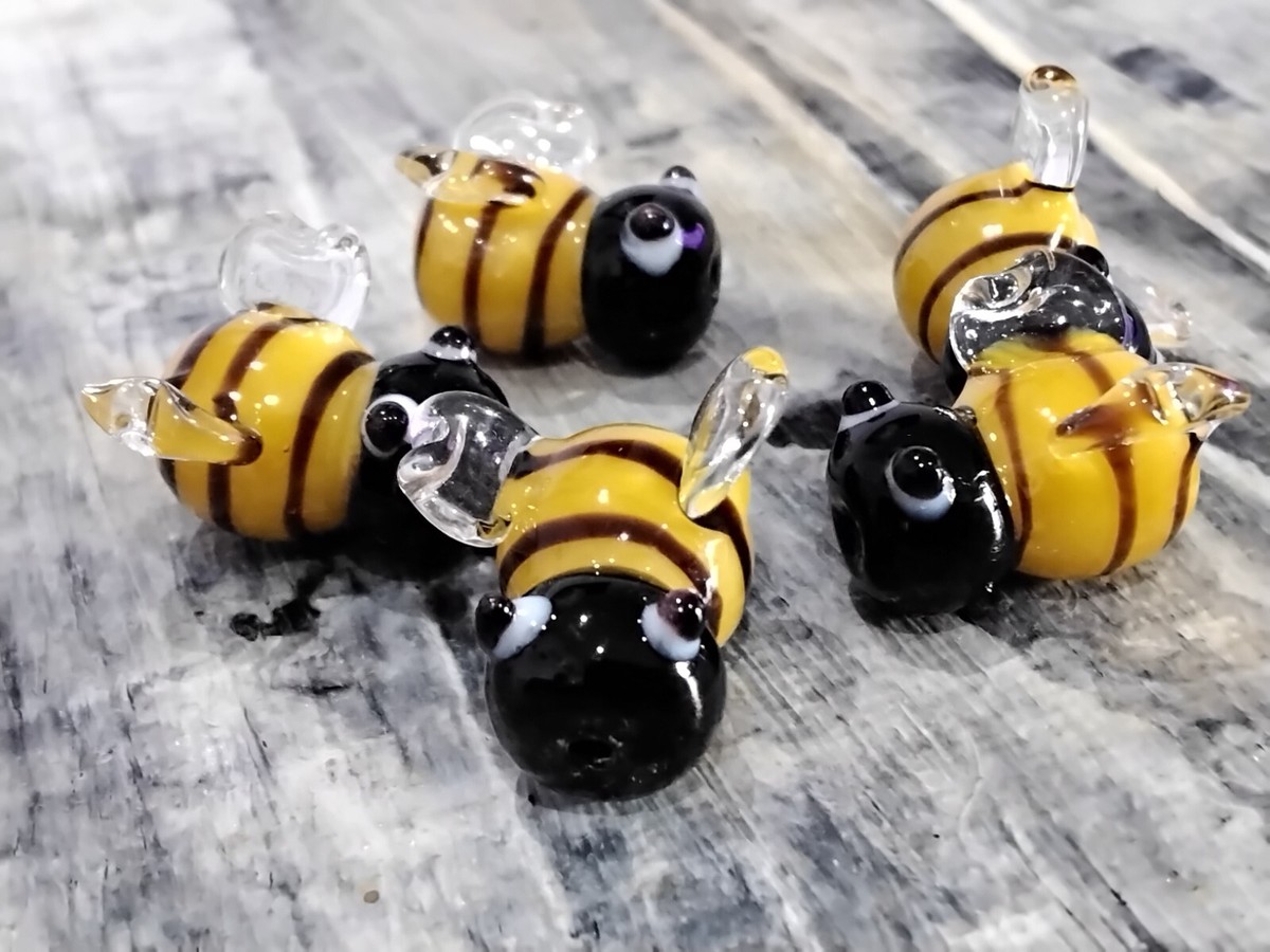 Handmade Lampwork 3D Bee Beads,